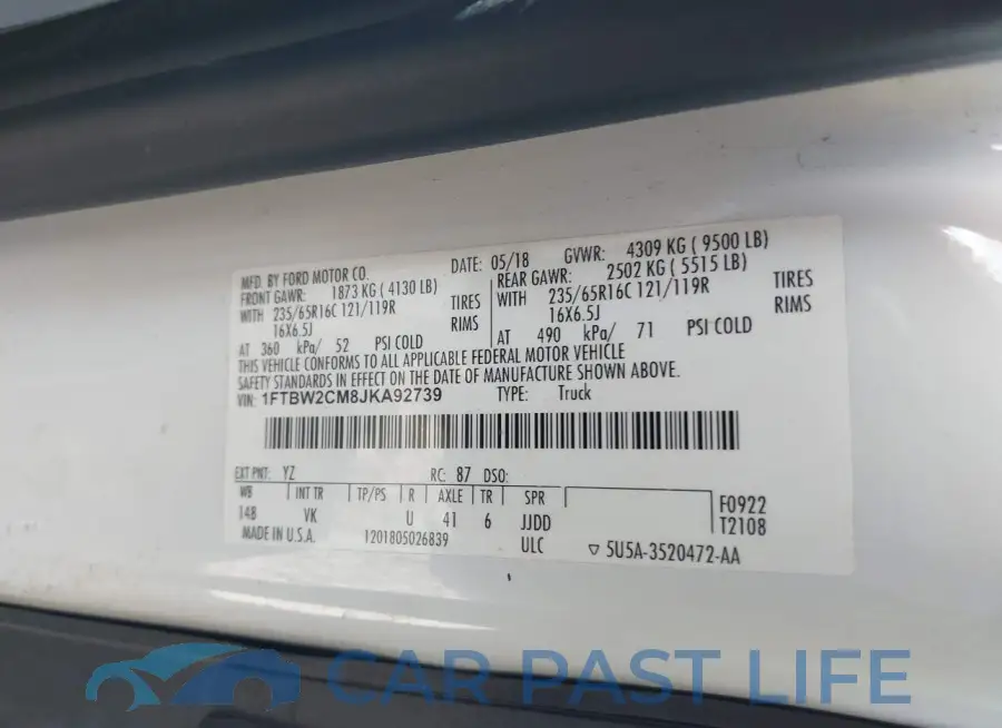 1FTBW2CM8JKA92739# 9