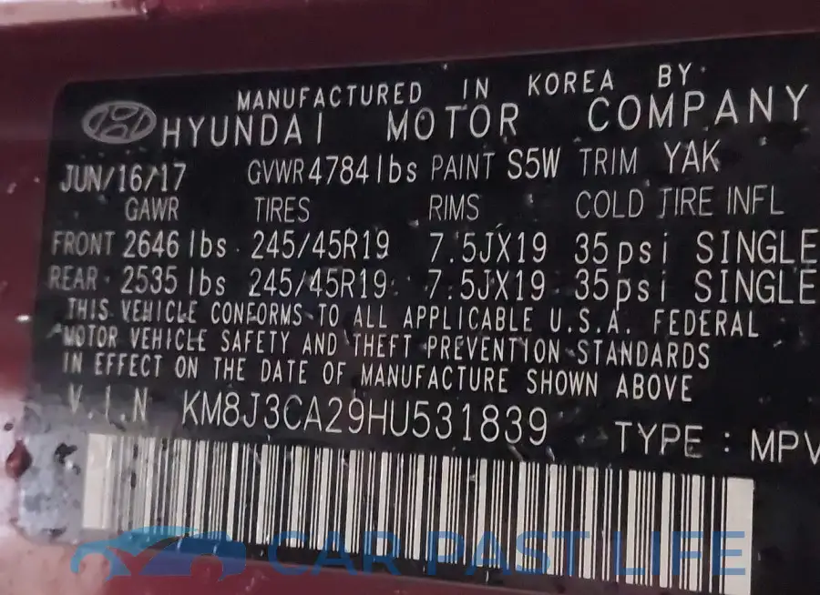 KM8J3CA29HU531839# 9