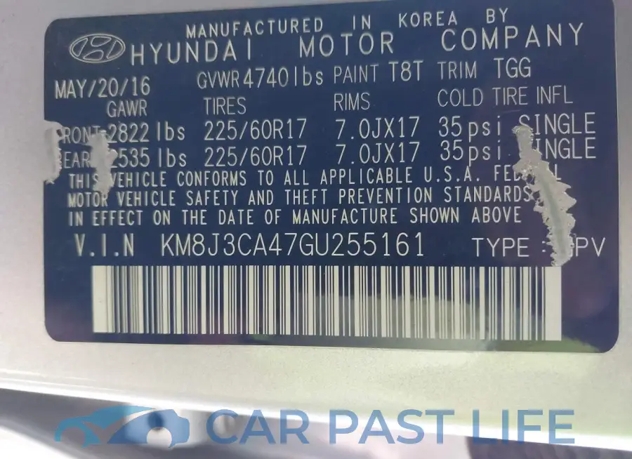 KM8J3CA47GU255161# 9