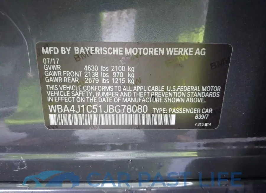 WBA4J1C51JBG78080# 9