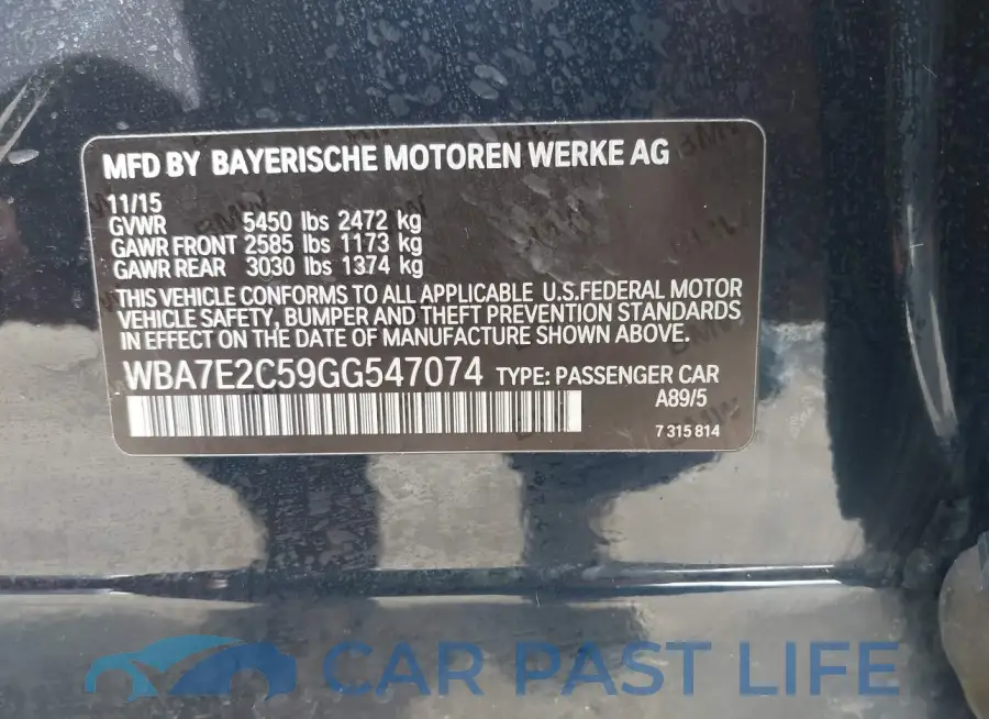 WBA7E2C59GG547074# 9