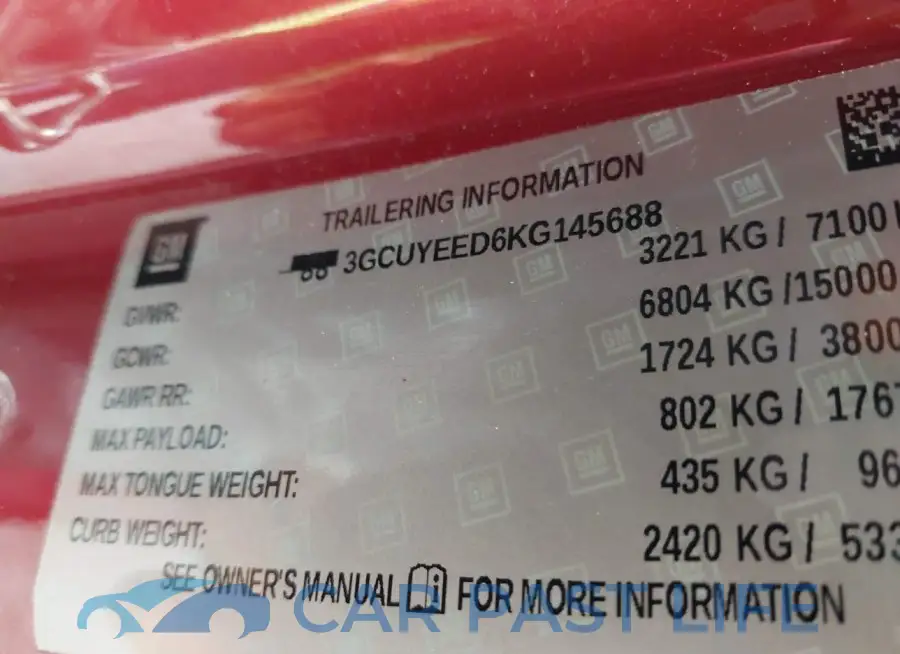 3GCUYEED6KG145688# 9