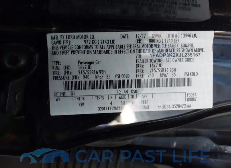 1FADP3K2XJL235167# 9