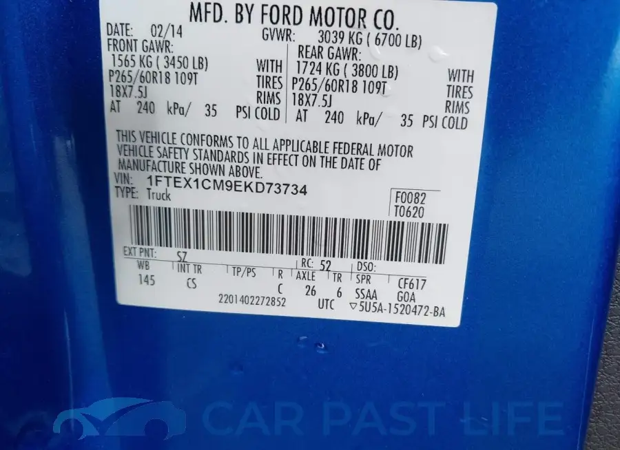 1FTEX1CM9EKD73734# 9