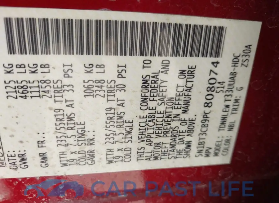 5N1BT3CB9PC808074# 9