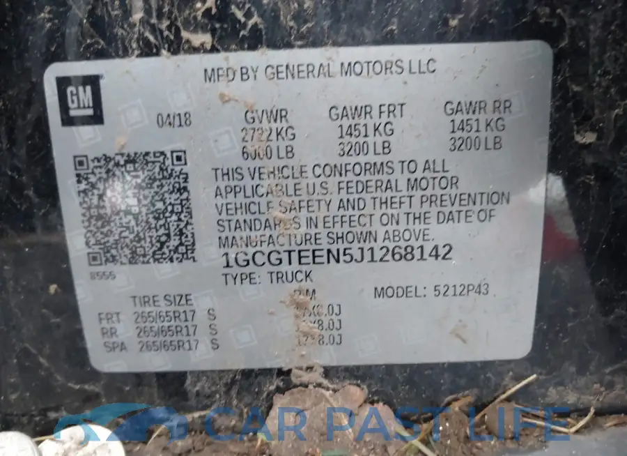1GCGTEEN5J1268142# 9
