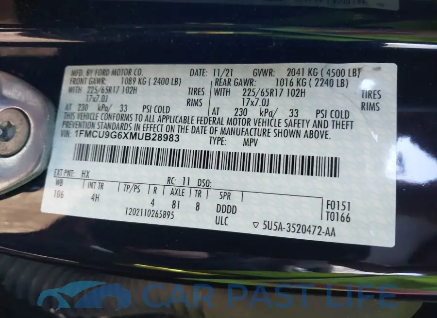1FMCU9G6XMUB28983# 9