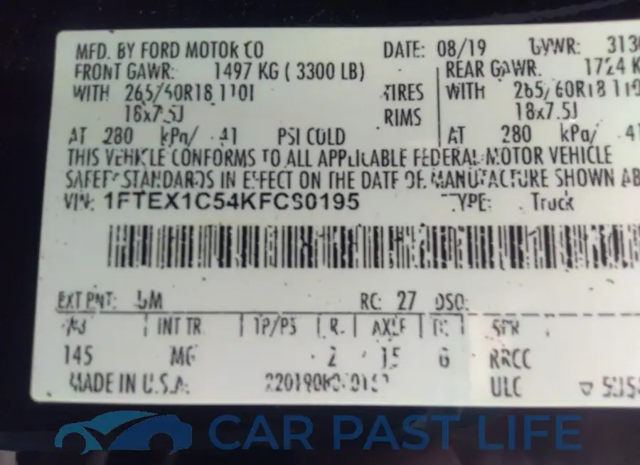 1FTEX1C54KFC80195# 9