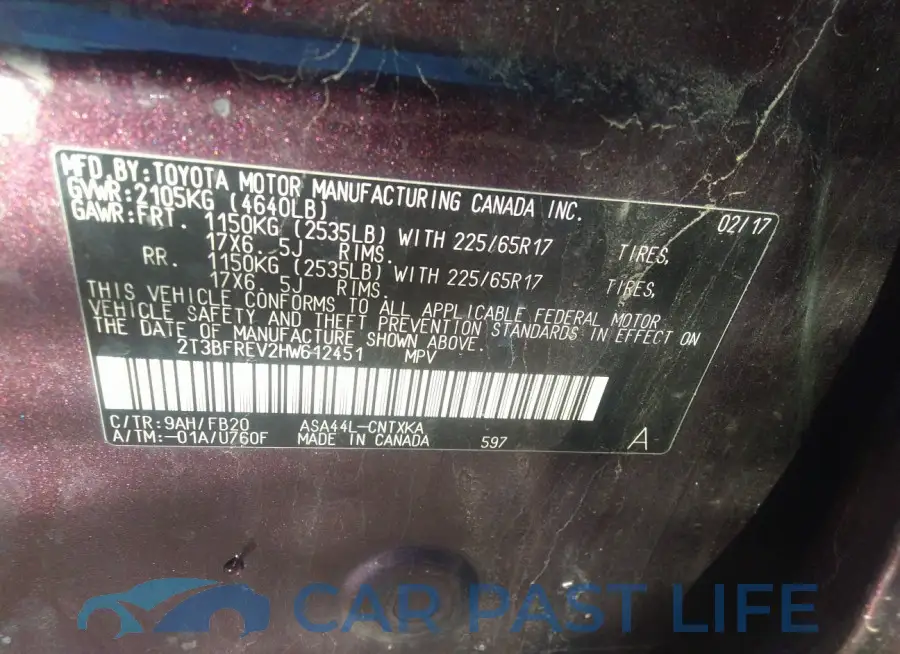 2T3BFREV2HW612451# 9