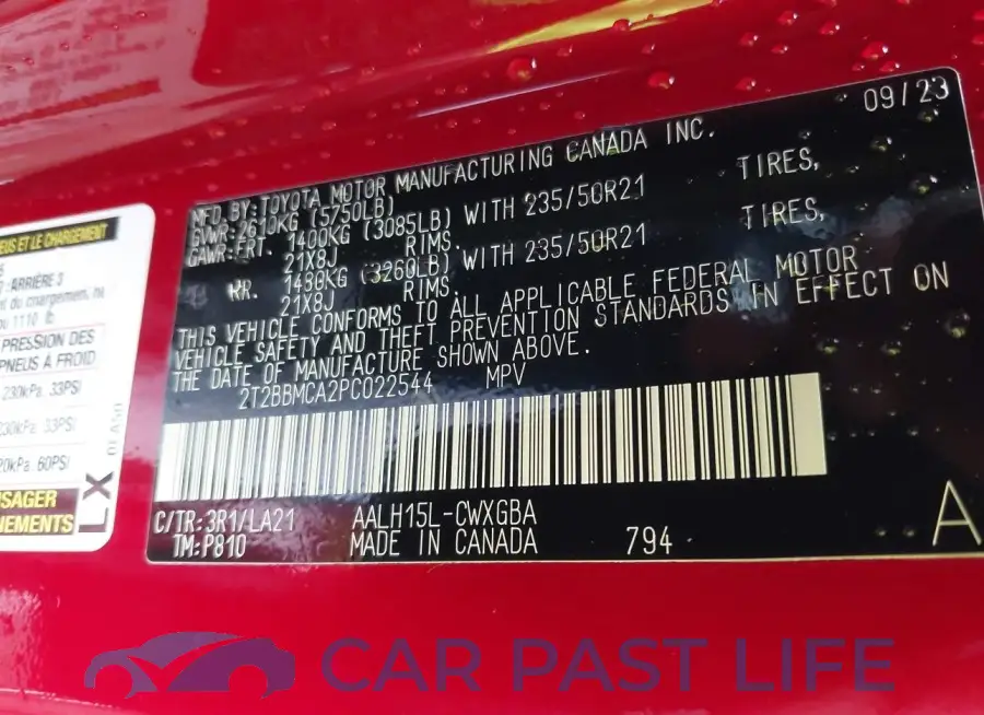 2T2BBMCA2PC022544# 9