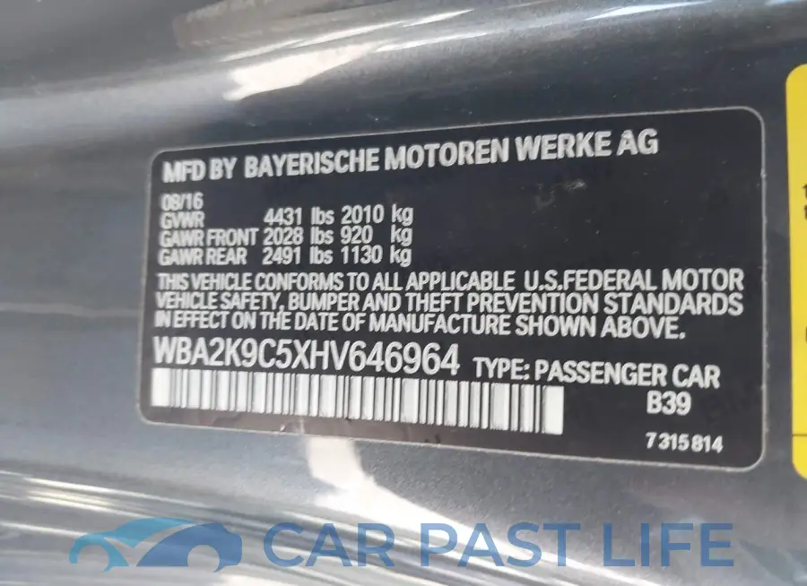 WBA2K9C5XHV646964# 9