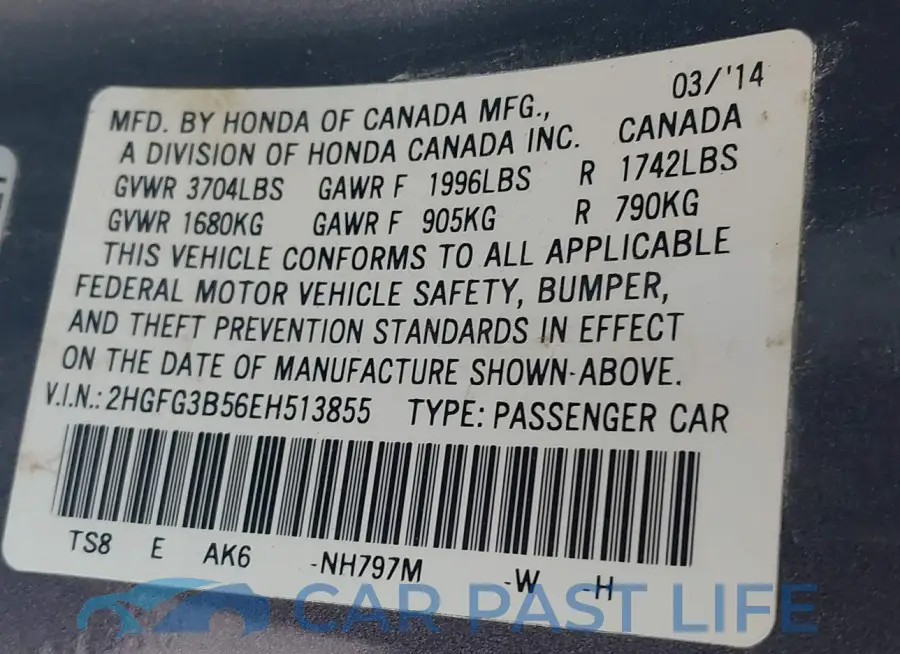 2HGFG3B56EH513855# 9