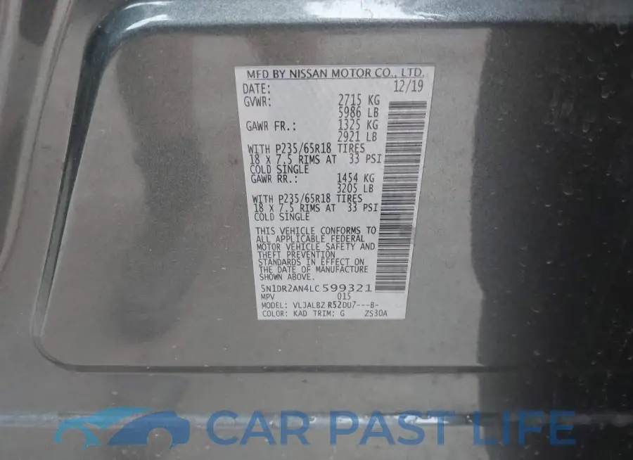 5N1DR2AN4LC599321# 9