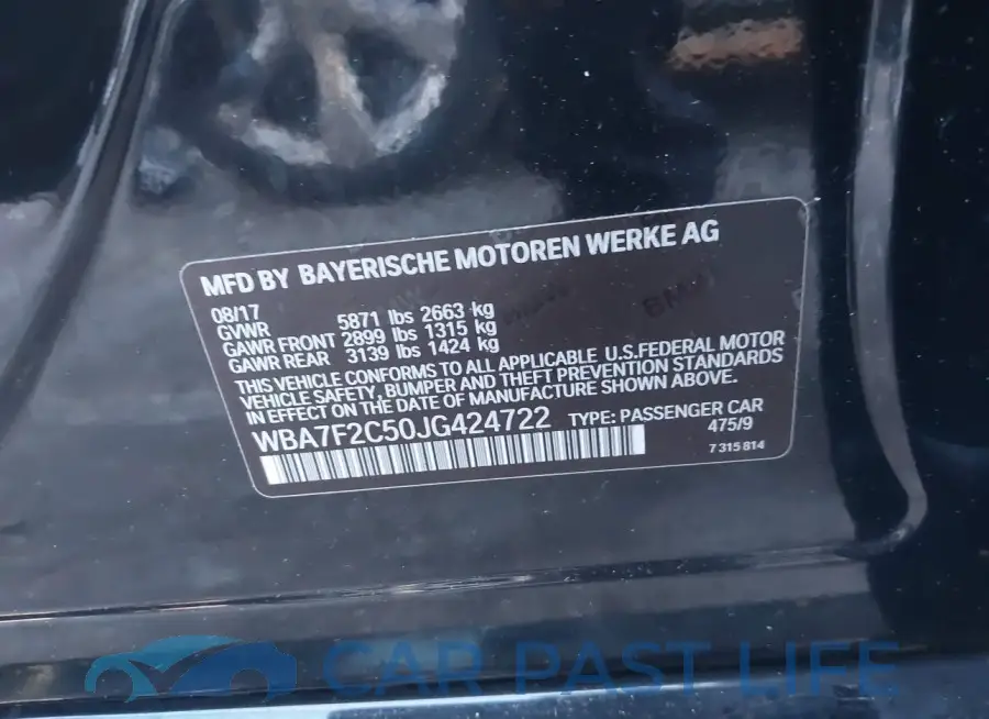 WBA7F2C50JG424722# 9