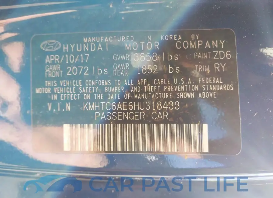 KMHTC6AE6HU318433# 9