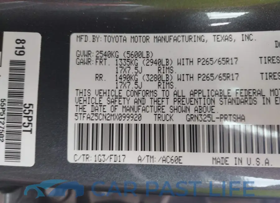 5TFAZ5CN2MX099920# 9