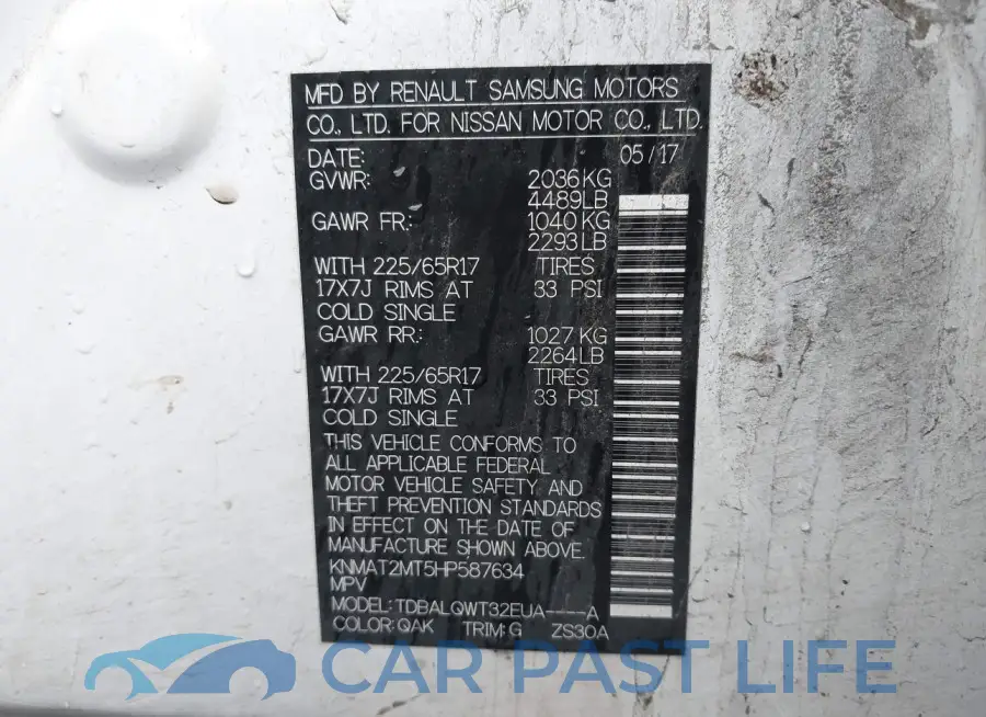 KNMAT2MT5HP587634# 9