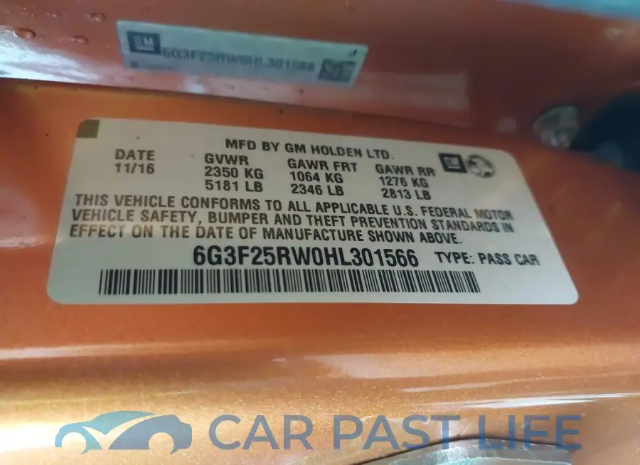 6G3F25RW0HL301566# 9