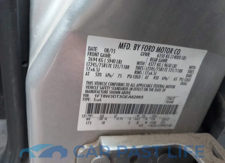 1FT8W3DT3GEA62965# 9