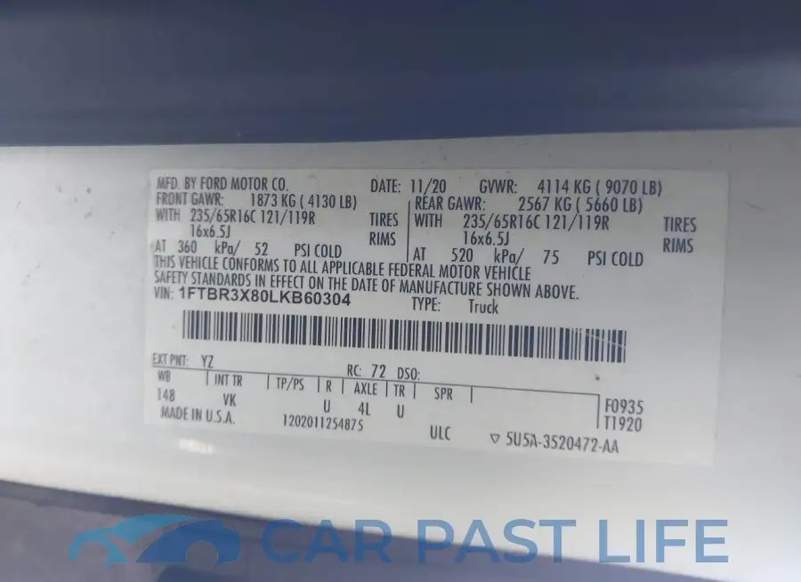 1FTBR3X80LKB60304# 9