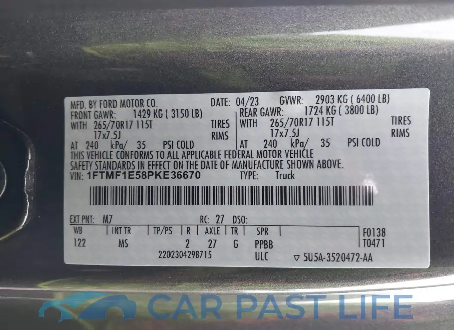 1FTMF1E58PKE36670# 9