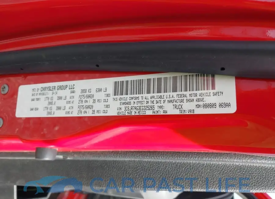 3C6JR7AG3EG325265# 9