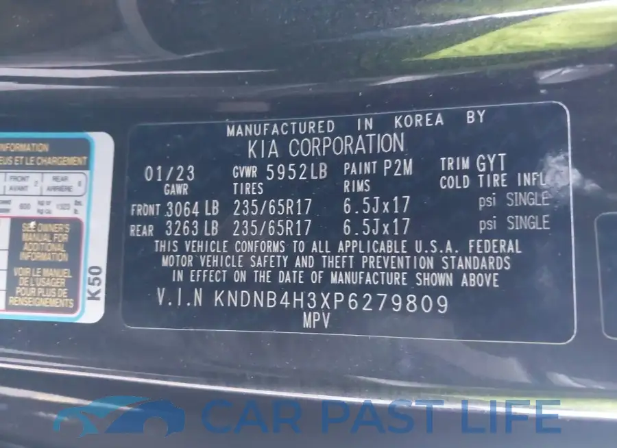 KNDNB4H3XP6279809# 9