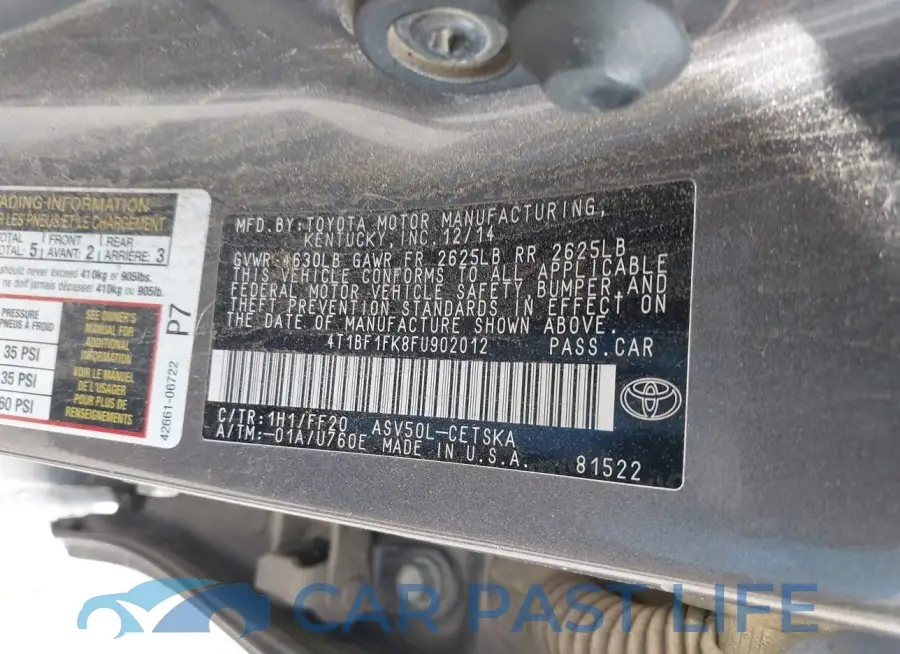 4T1BF1FK8FU902012# 9