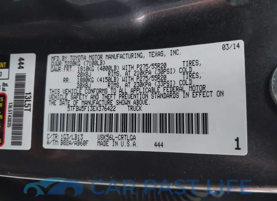 5TFBW5F13EX376422# 9