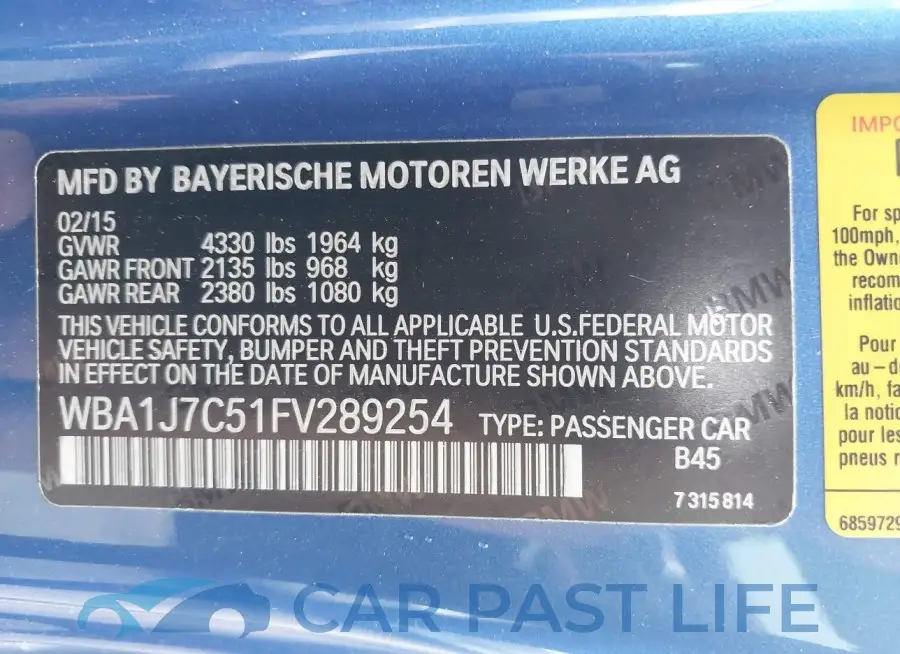 WBA1J7C51FV289254# 9