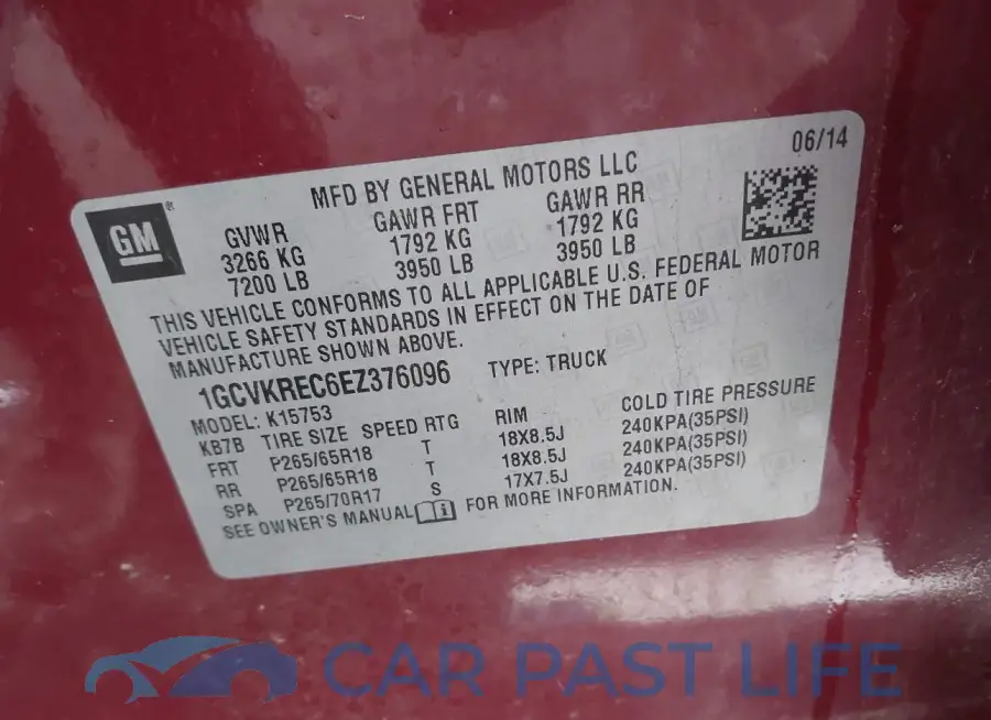 1GCVKREC6EZ376096# 9