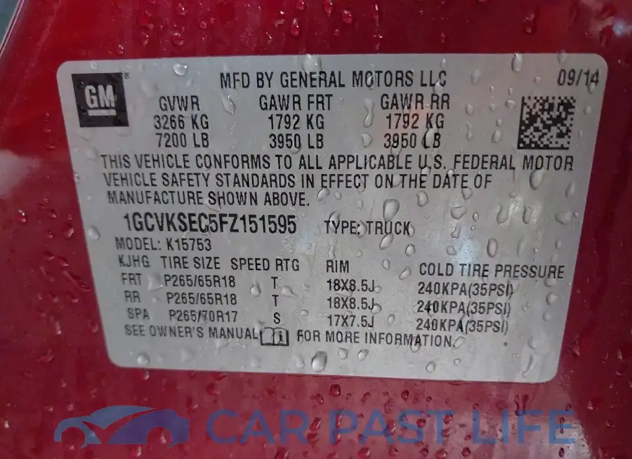 1GCVKSEC5FZ151595# 9