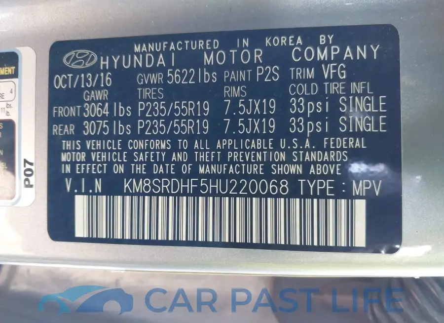 KM8SRDHF5HU220068# 9