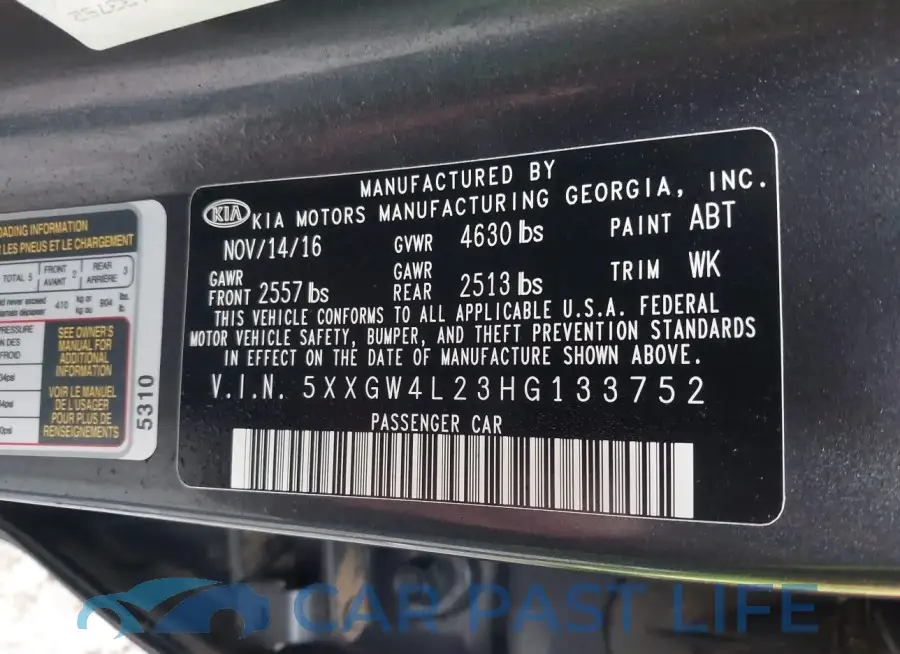 5XXGW4L23HG133752# 9