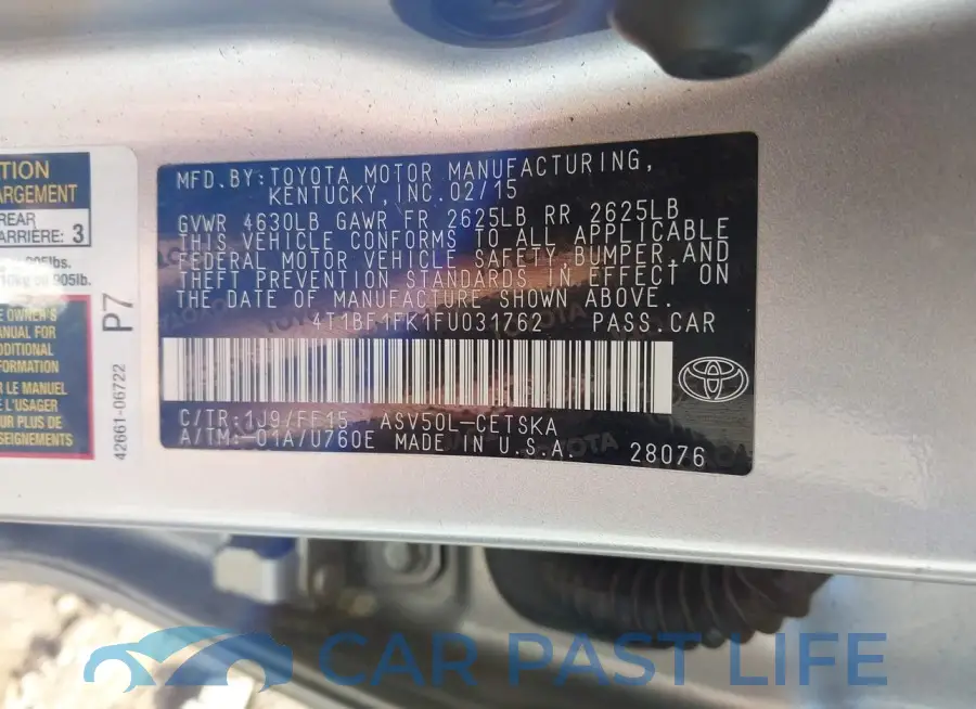 4T1BF1FK1FU031762# 9