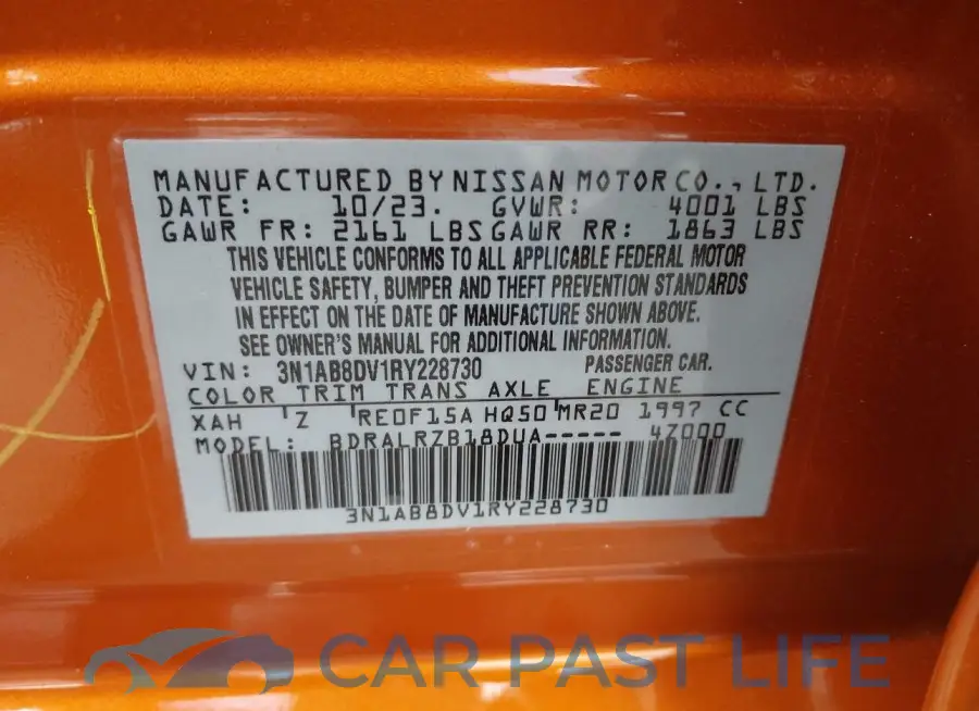 3N1AB8DV1RY228730# 9