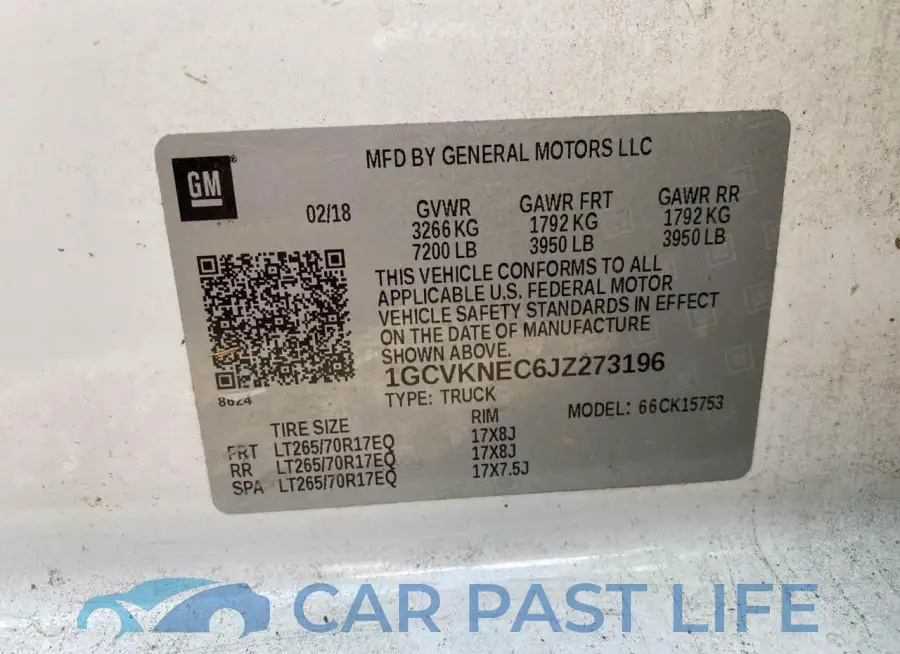 1GCVKNEC6JZ273196# 9