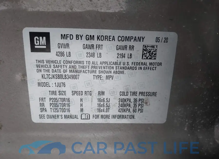 KL7CJKSB0LB349007# 9