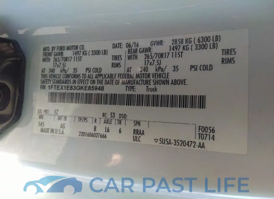 1FTEX1E83GKE85948# 9
