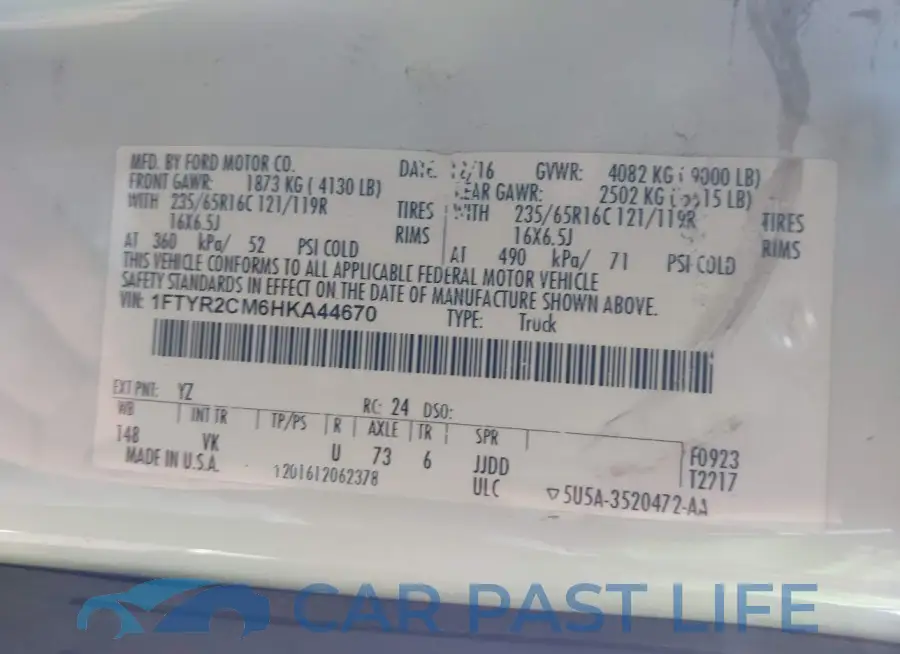 1FTYR2CM6HKA44670# 9