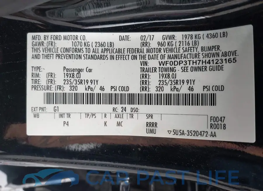 WF0DP3TH7H4123165# 9