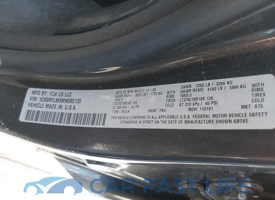 1C6SRFLM8MN585135# 9