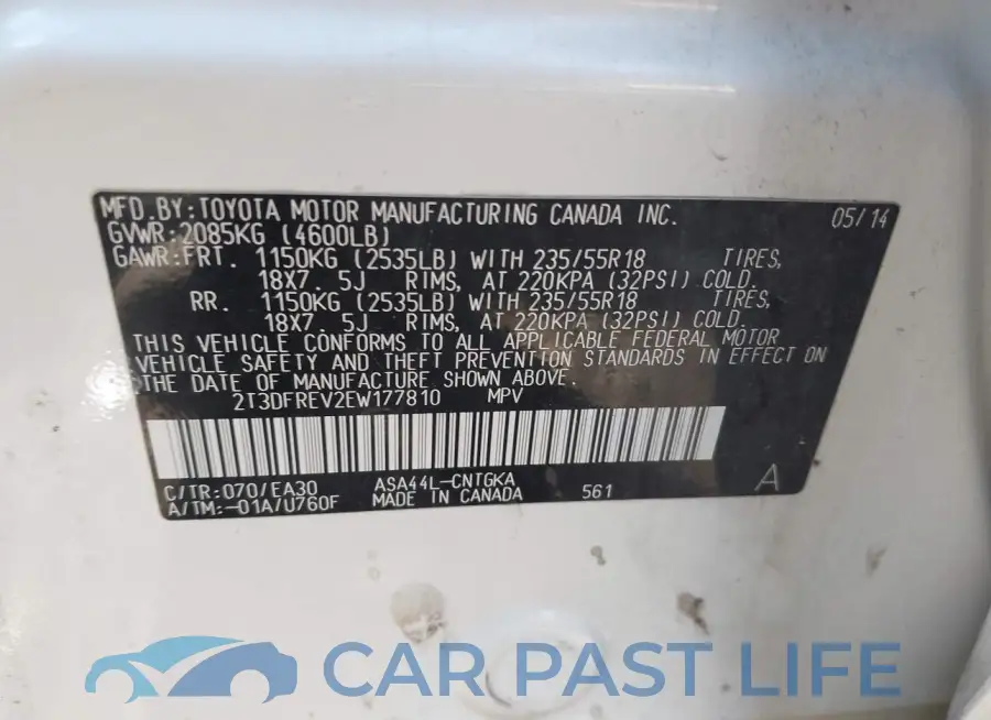 2T3DFREV2EW177810# 9