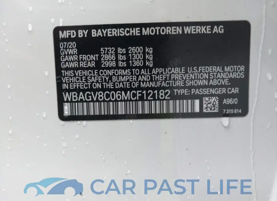 WBAGV8C06MCF12182# 9