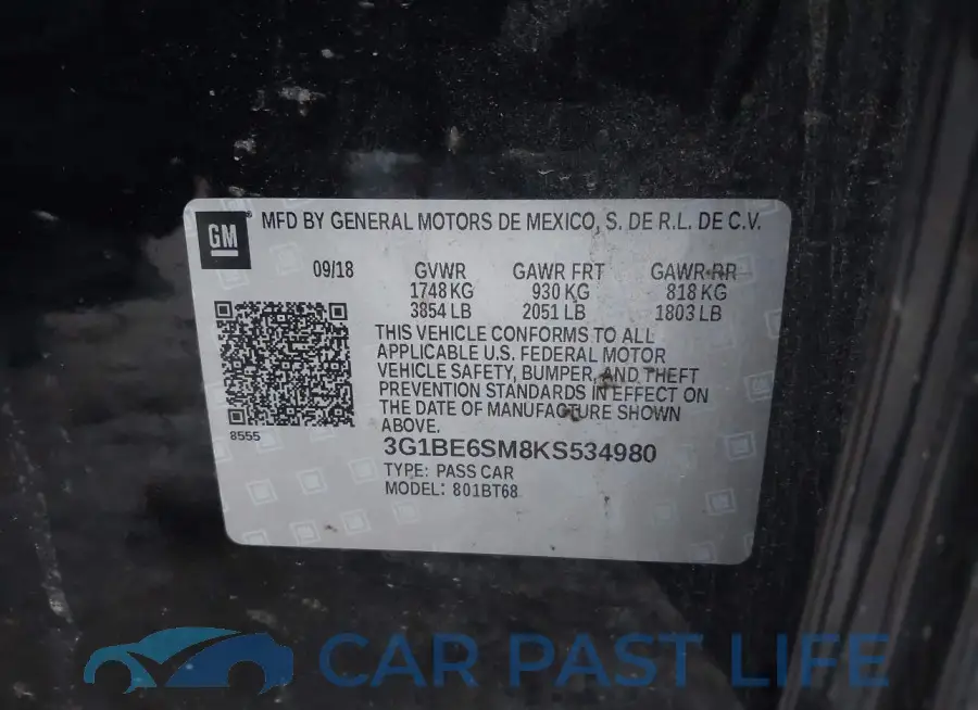 3G1BE6SM8KS534980# 9