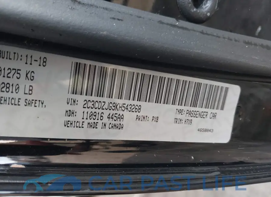 2C3CDZJG9KH543268# 9