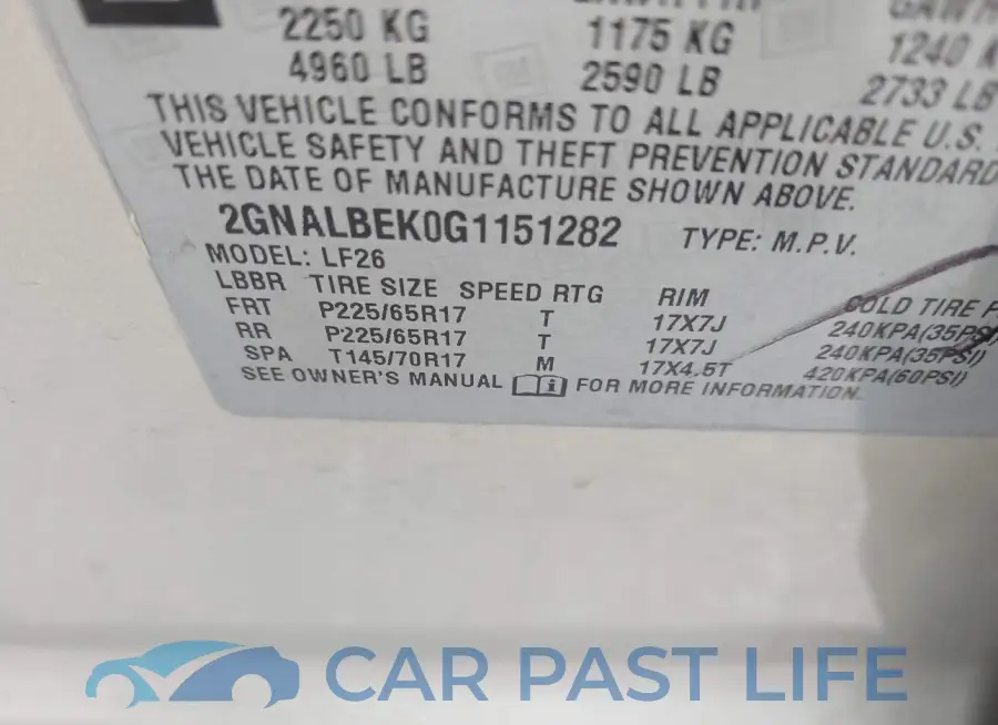 2GNALBEK0G1151282# 9