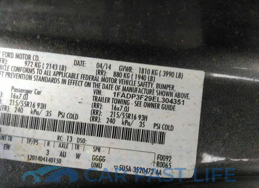 1FADP3F29EL304351# 9
