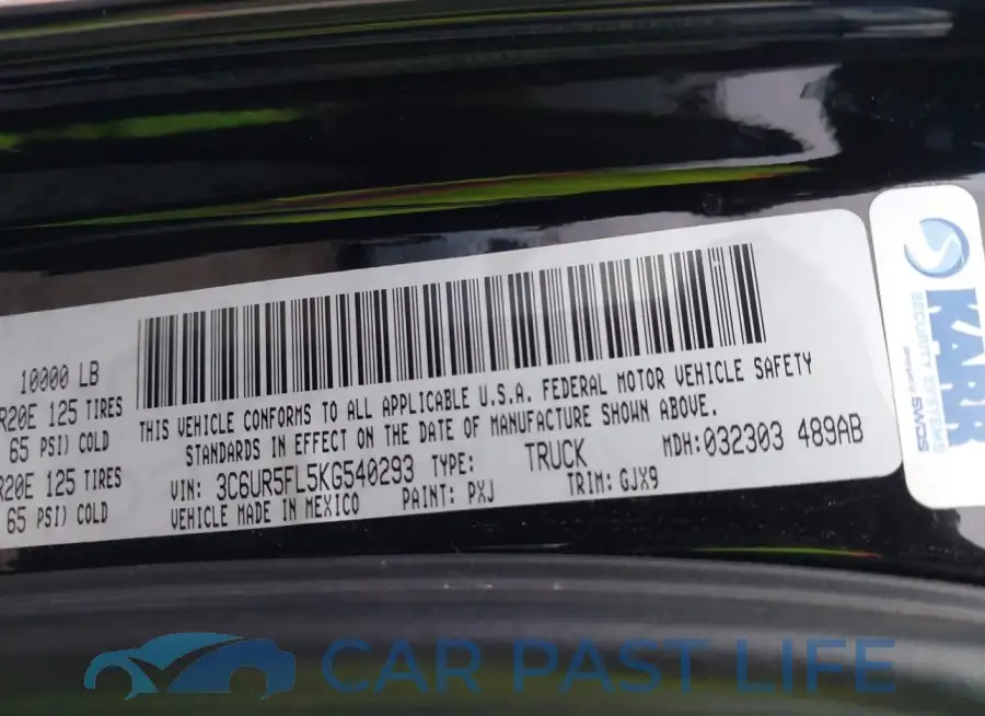 3C6UR5FL5KG540293# 9