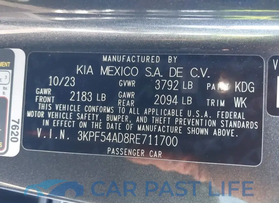 3KPF54AD8RE711700# 9